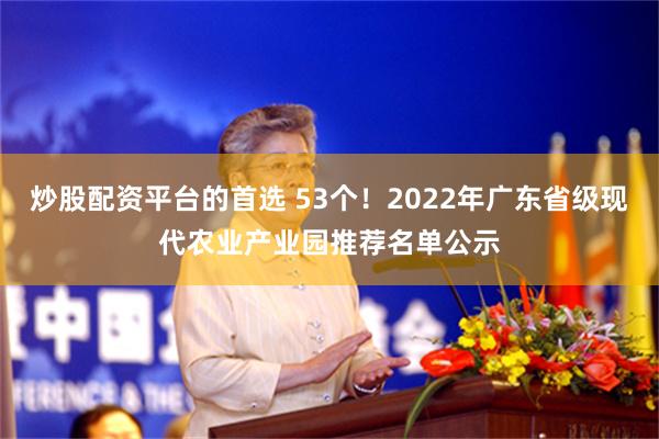 炒股配资平台的首选 53个！2022年广东省级现代农业产业园推荐名单公示