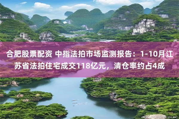 合肥股票配资 中指法拍市场监测报告：1-10月江苏省法拍住宅成交118亿元，清仓率约占4成